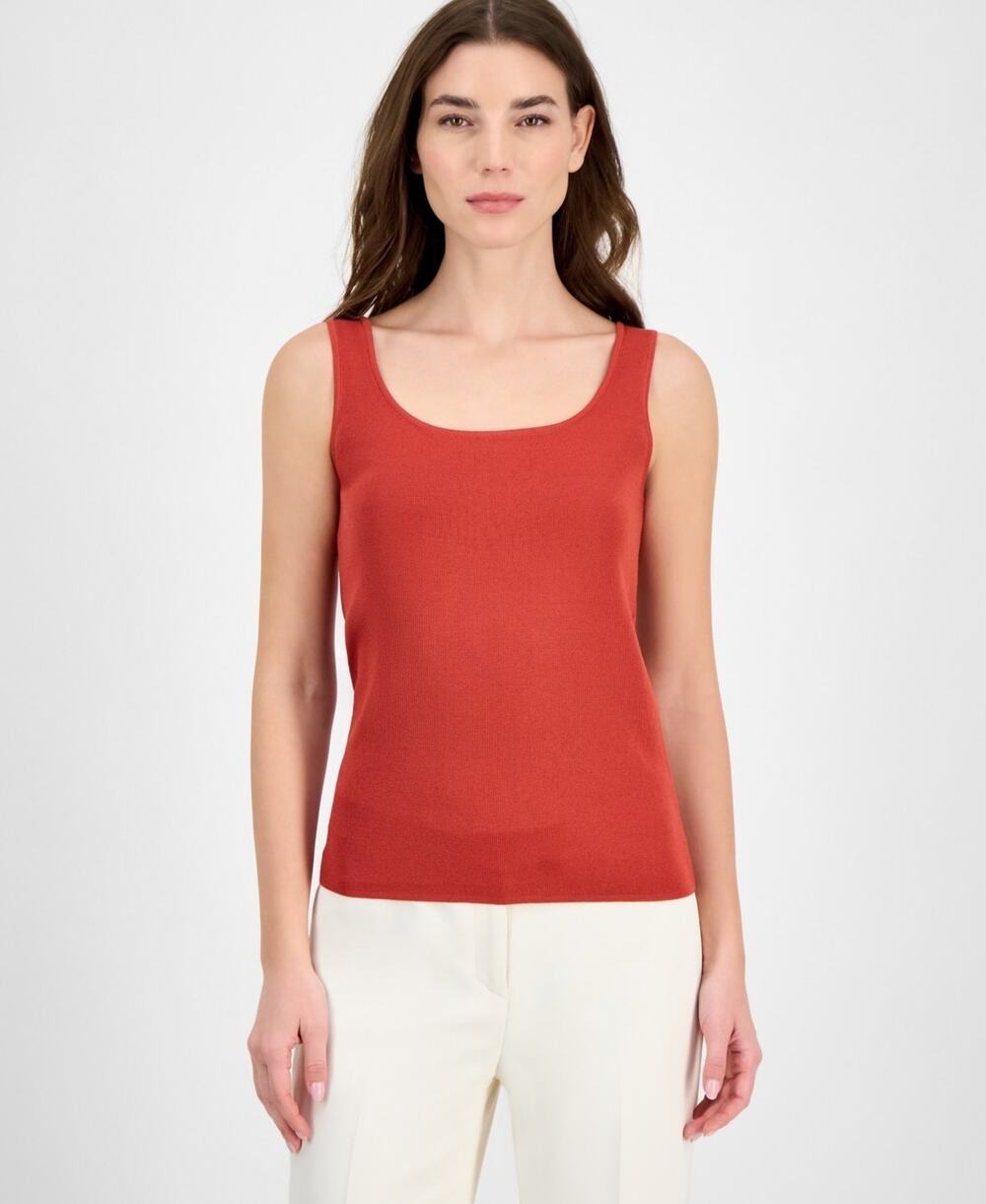 Anne Klein Women's Sleeveless Square-Neck Tank Top Spiced berry Size XS 3182